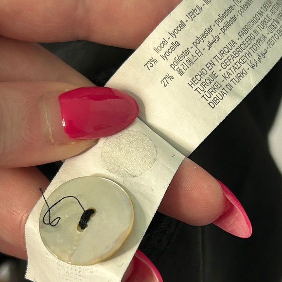 Zara Button Down Tunic Top Babydoll Style Long Sleeve Black Womens Sz XL NWOT - Picture 5 of 6